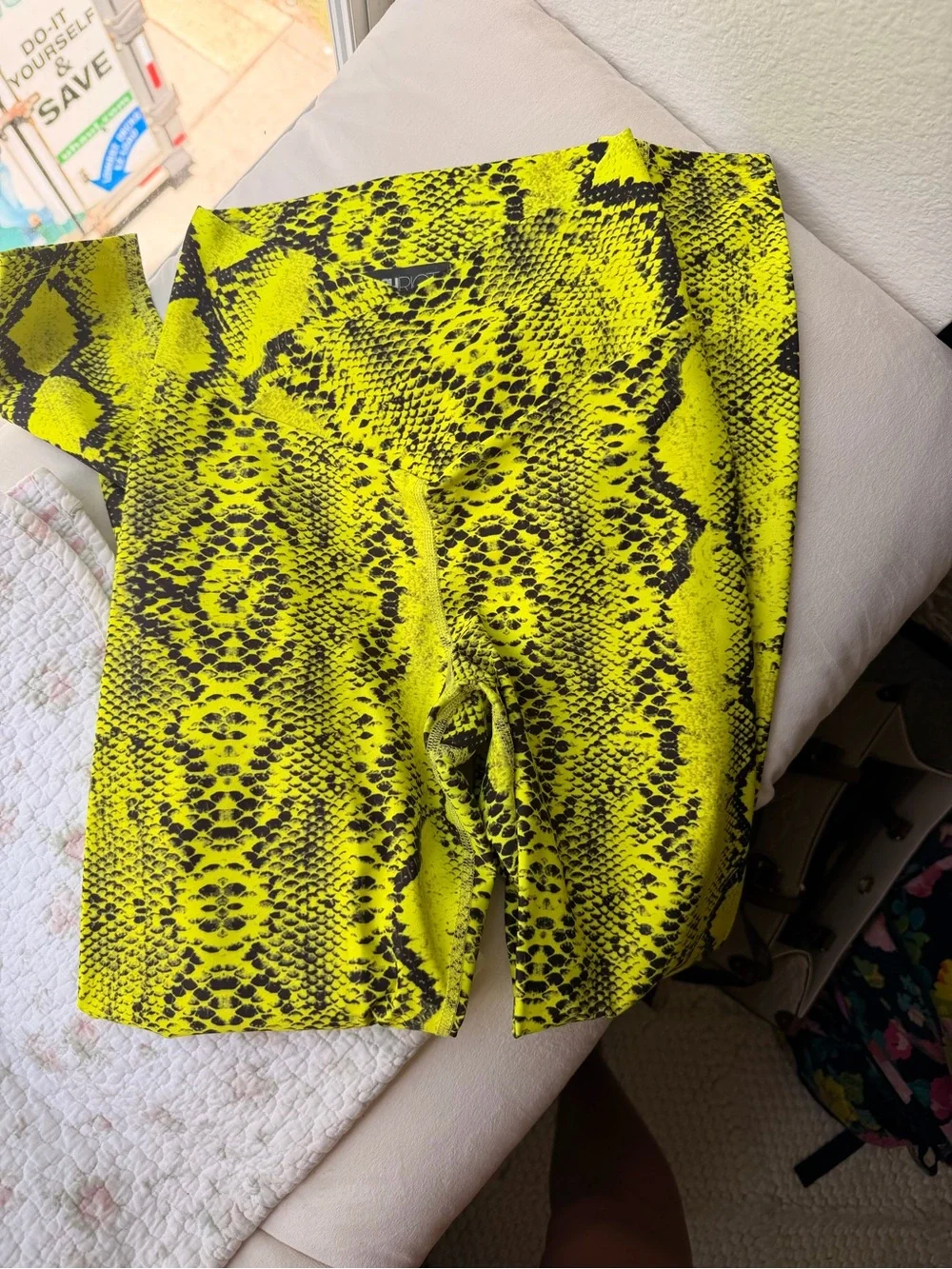 Beach Riot Neon Yellow and Black Snake Print Leggings